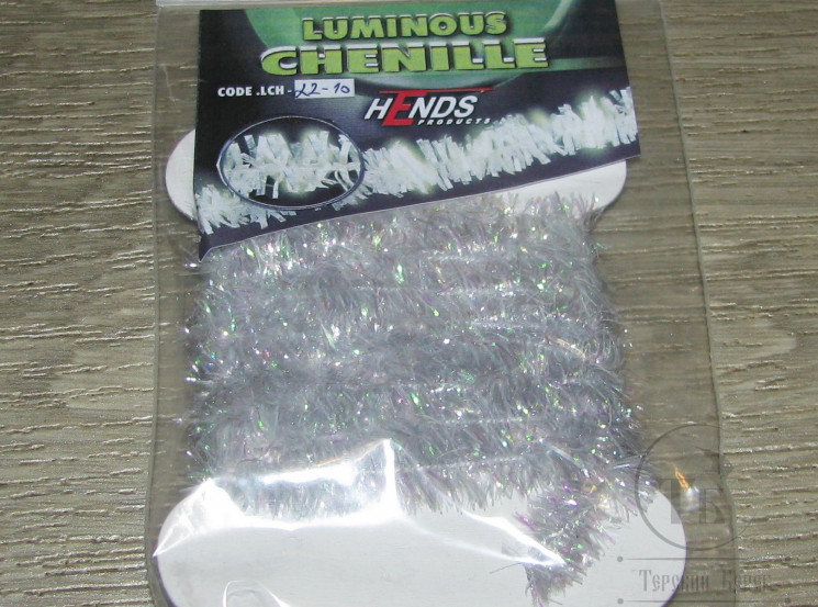 Светонакопительная синель Luminous Chenille 10 mm. 1 m Gray Hends LCH 22-10