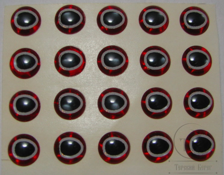 Глазки Oval Pupil 3D Adheisve Eyes 5 / 16 ( 7,9 мм ) Red / Black ( 20шт )