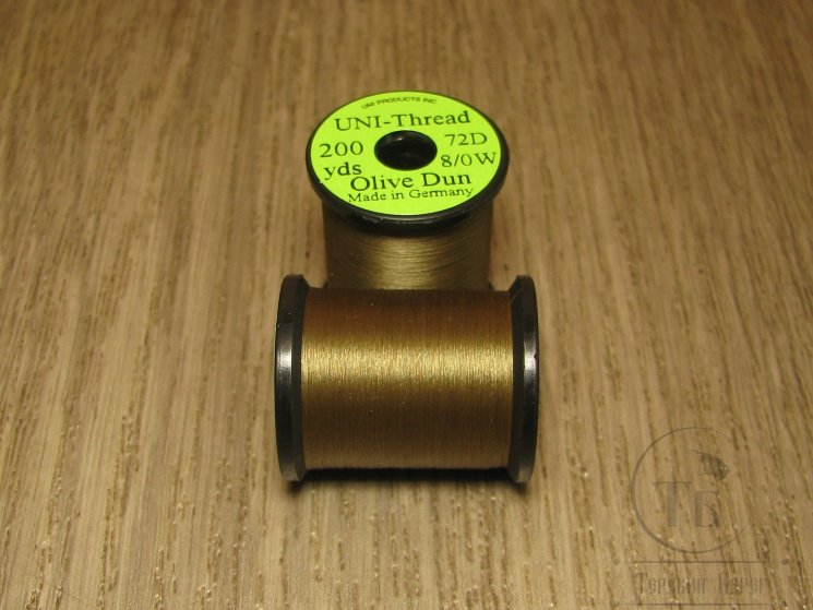 Монтажная нить UNI THREAD 8/0  Olive Dun 200 yds