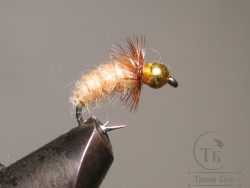 Муха нимфа Scud ( 57 ) Gold Head Cream Nymph крючок Scud № 14