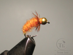 Муха нимфа Scud ( 58 ) Gold Head Peach Nymph крючок Scud № 14