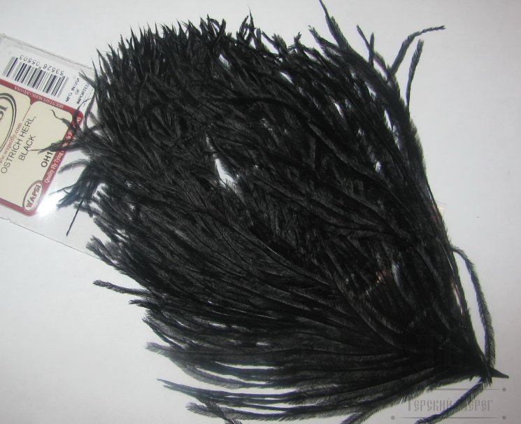 Часть крупного пера страуса Ostrich Herl Black  Wapsi