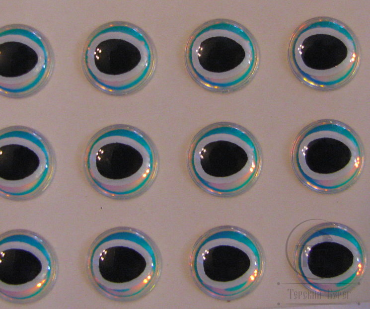 Глазки Oval Pupil 3D Adheisve Eyes 3 / 8 ( 9,5 мм ) Super Pearl / Black ( 20шт )