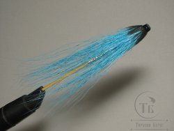 Муха лососёвая английское крыло WG Tube ( 33 ) Plastic 2.0 дюйма Silver Doc. Blue (голубая)