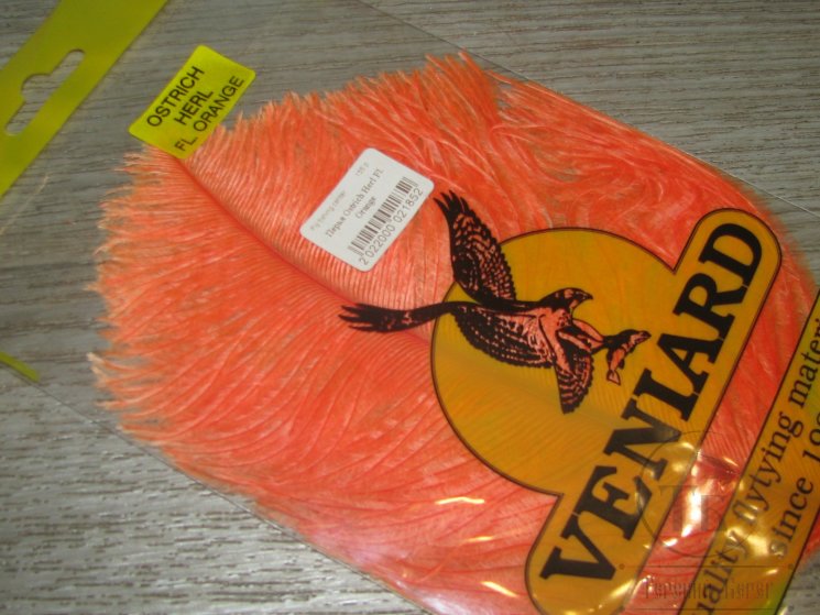 Часть крупного пера страуса Ostridge Herl Fl. Orange Veniard