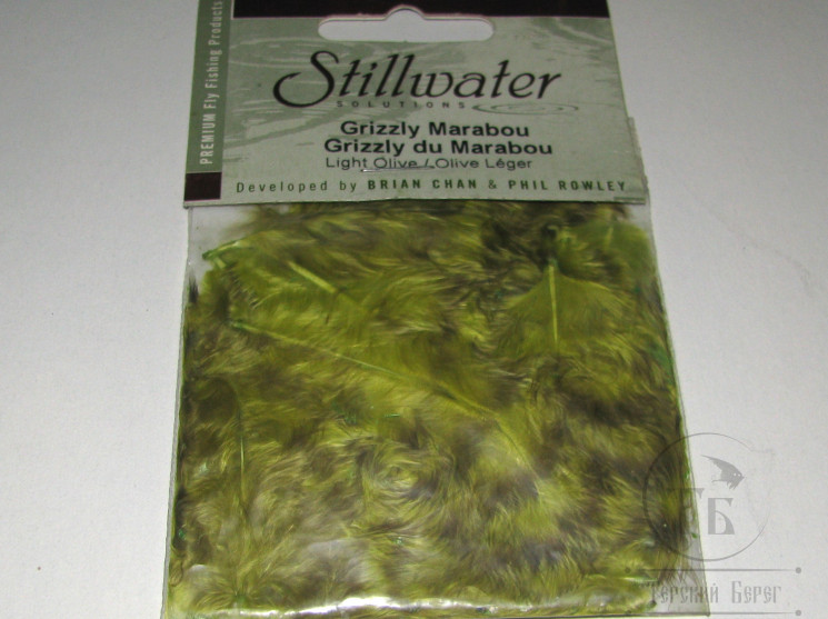 Перья Гризли Марабу Grizzly Marabou Lt. Olive Stillwater