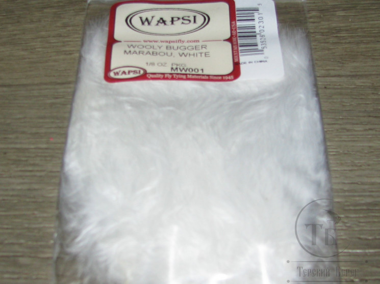 Мягкие пуховые перья Marabou Woоly Bugger 1/8 OZ Fl. White Wapsi