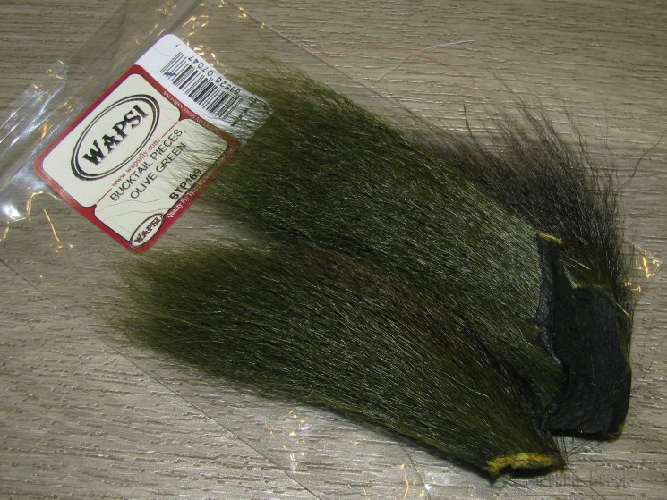 Кусок хвоста оленя зелено оливковый Bucktail pieces Olive Green Wapsi / Терский Берег