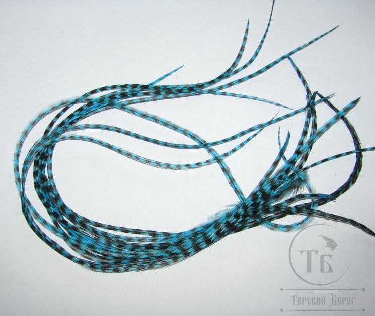 перо Dry Fly (для сухих мух) 10 шт гризли голубой , крючки № 14