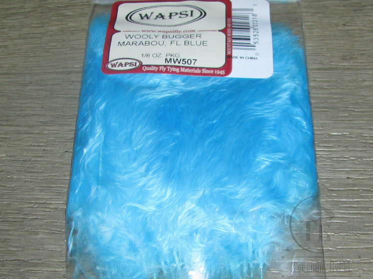 Мягкие пуховые перья Marabou Woоly Bugger 1/8 OZ Fl. Blue Wapsi