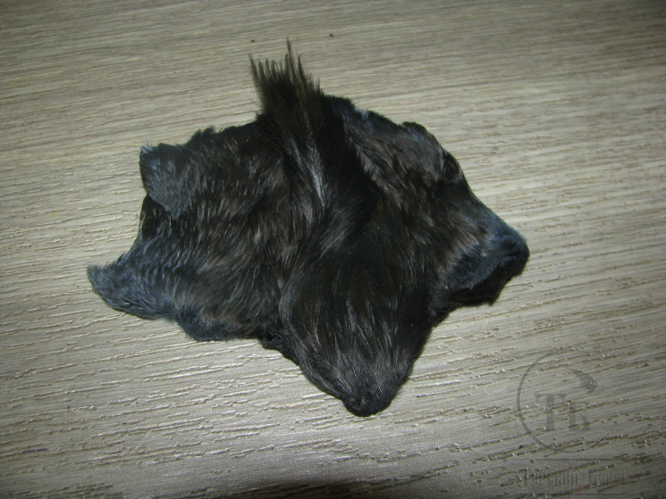 Перо на коже голова поганки Dk. Gray ( распродажа П- 17 )
