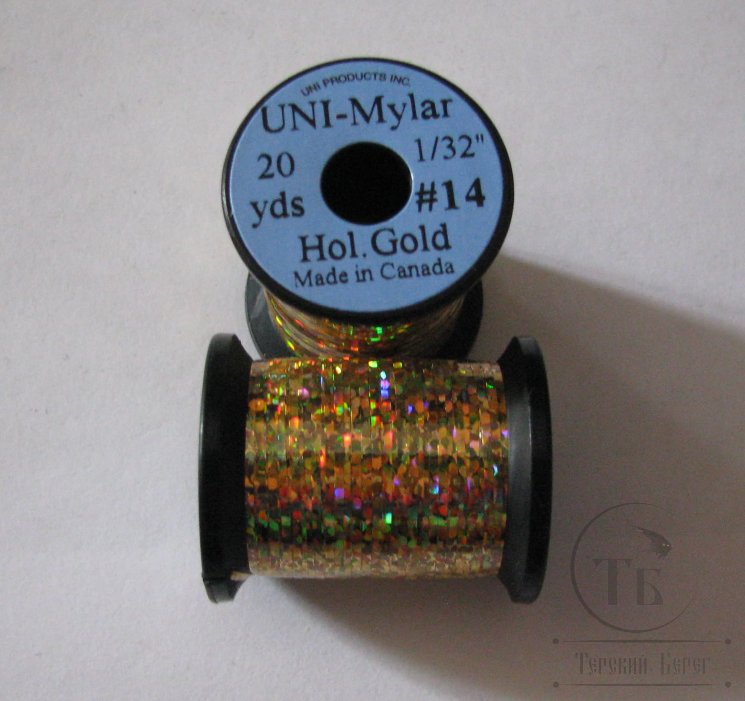 Плоский люрекс UNI Mylar 20 yds 3/64 # 14 Hol Gold
