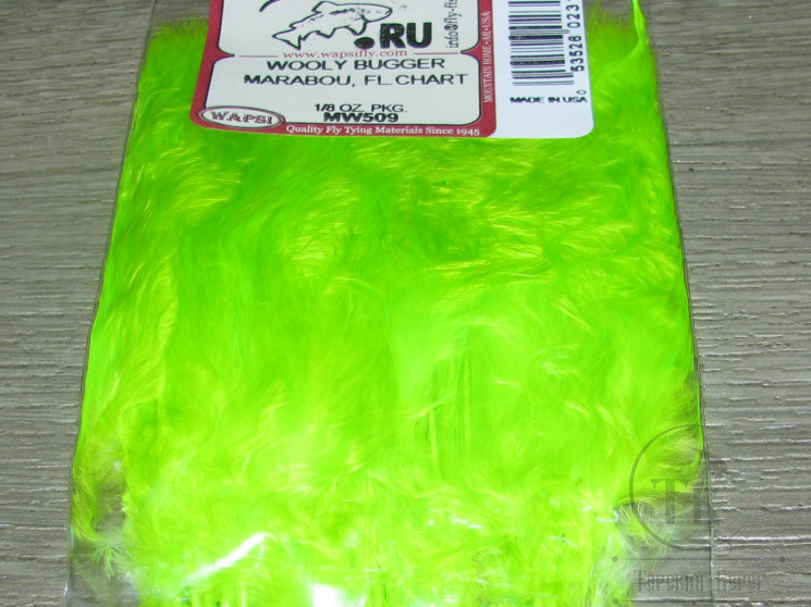 Мягкие пуховые перья Marabou Woоly Bugger 1/8 OZ Fl. Chartreuse Wapsi