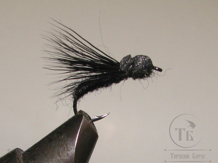 Муха Caddis Foam ( 1 ) Black кр. № 10