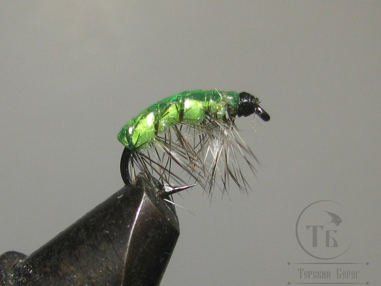 Муха Simple Scud ( 19 ) Бокоплав SSC ( Fl Chartreuse ) крючок Scud Black № 12 