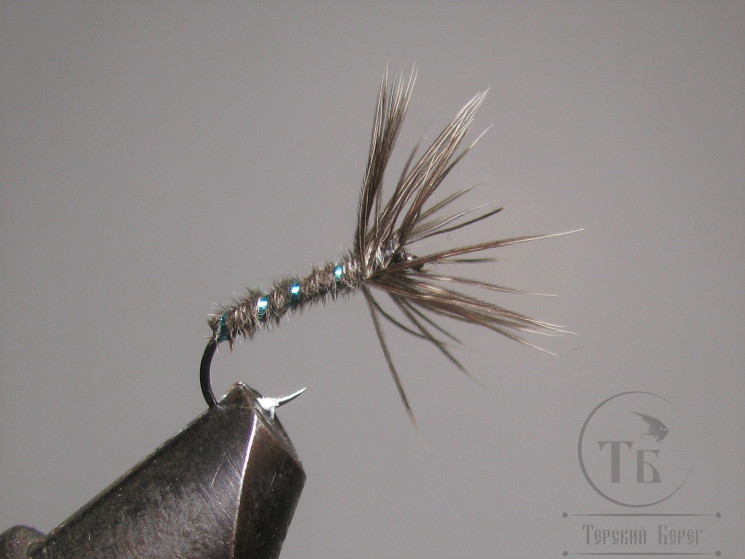 Муха для Тенкары ( 5 ) "Kebari" Grey Green Kumho № 14