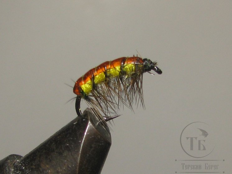 Муха Simple Scud ( 20 ) Бокоплав SSC ( Orange Yellow ) крючок Scud Black  12 