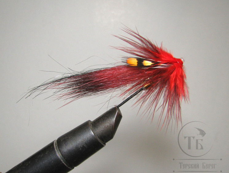 Муха лососёвая Turbo Awesome Possum ( 4 ) Red Pathackorva T 6,0 mm. 6 sm. ( кегля латунь 3/4 )