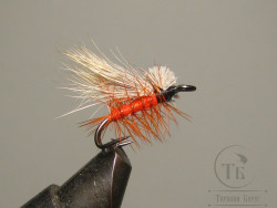 Муха на двойнике (ДВХ № 44)  Caddis ( Dееr Caddis  Natural / Orange body ) двойник Кр. № 12