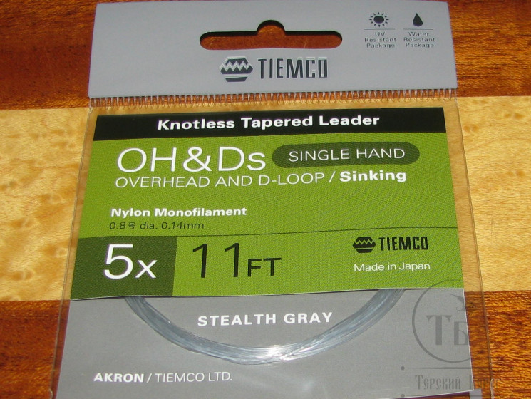 Конусный подлесок тонущий Akron OH&Ds Leader Sinking 11FT 5X 0.14 mm Tiemco