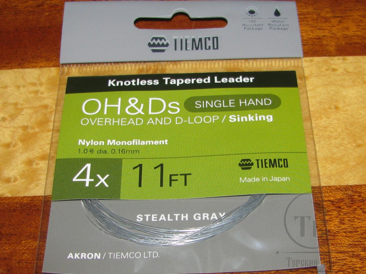 Конусный подлесок тонущий Akron OH&Ds Leader Sinking 11FT 4X 0.16 mm Tiemco