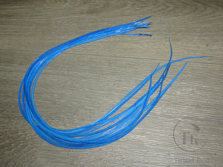 Перо из седла петуха отборное ( 1 шт ) King Fish Blue ( 35 - 37 см )