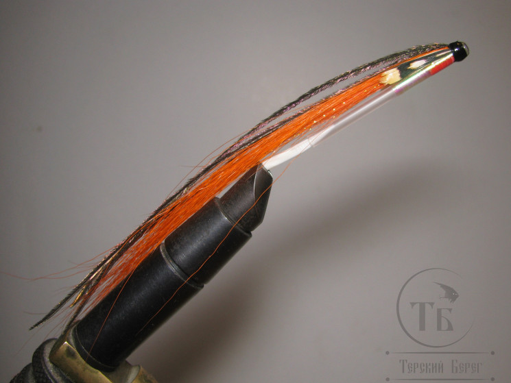 Муха лососёвая ( 10 ) Sunray Orange Pearl пластик 1 1/4 дюйма