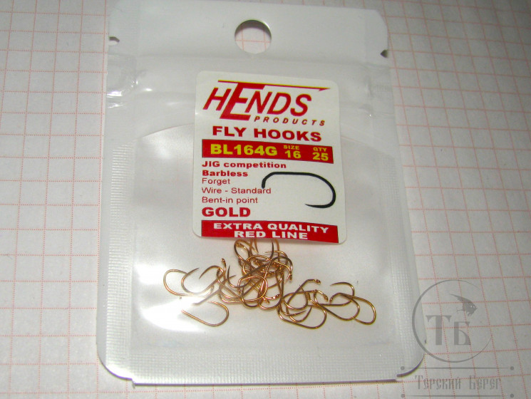 Крючок безбородый джиговый Hends Jig BL 164 G № 16 ( 25 шт ) Gold