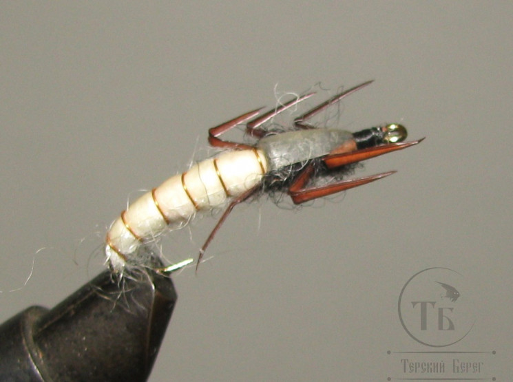 Муха нимфа Biot ( 9 ) Stone Fly Nymph Gray Cream Stim. крючок № 6