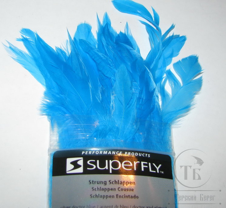 Перо петуха Strong Schlappen Silv. Doc. Blue  Super Fly