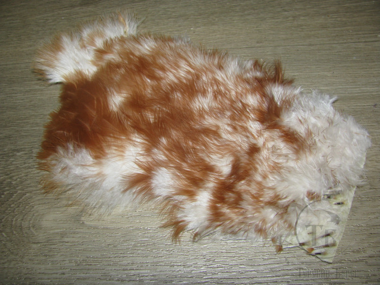 Перо курицы на коже Soft Hackle Chicabou Brown / White ( распродажа П- 135 )