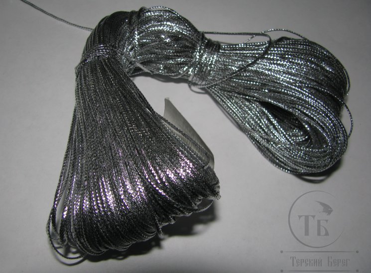 body braid silver 1,0 мм  50 м ( плетение из плоского люрекса )