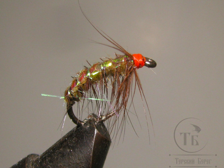 Муха Simple Scud ( 9 ) Бокоплав SSC ( RH Iridishcent Olive ) крючок Скуд 6 
