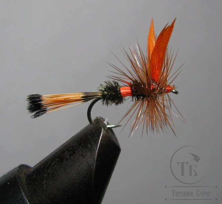 Муха сухая Dry fly Quill DFQ 41 "Royal Coachman " Orange Var. крючок № 10 ( Kumho )