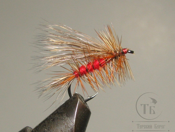 Mуха Caddis ( 11 ) Elk Brown Red Kumho № 10