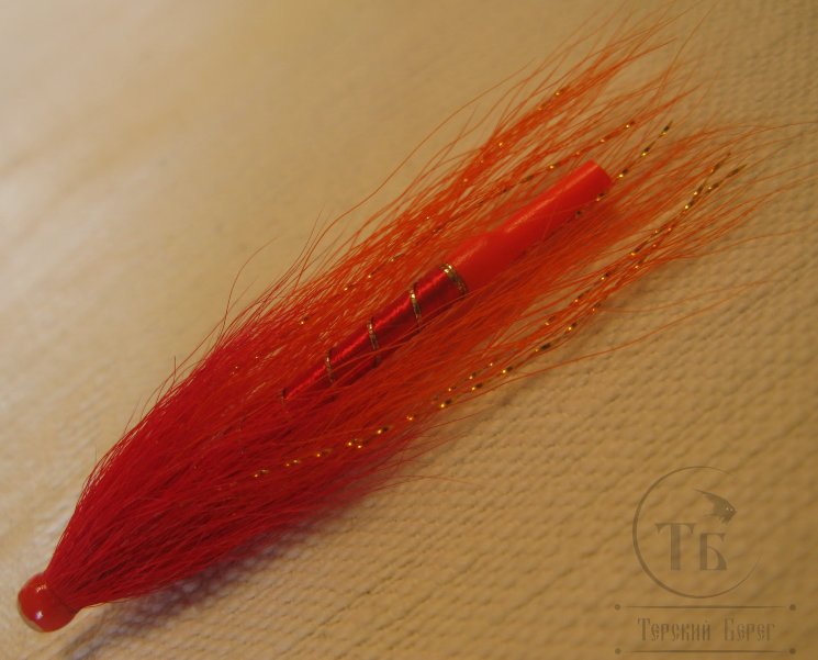 Муха лососёвая английское крыло WG Tube ( 9 ) Plastic 2.0 дюйма  Red / Orange  (красно - оранжевая)