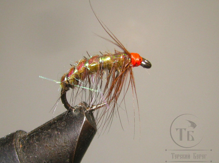 Муха Simple Scud ( 11 ) Бокоплав SSC ( RH Iridishcent Olive ) крючок Скуд 10