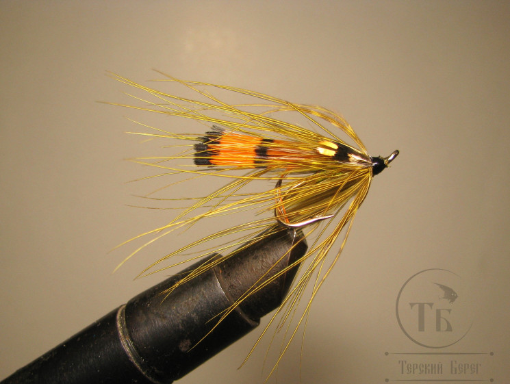 Муха лососёвая на двойнике Spey ( 3 ) Pheasant Olive DL 71 SL. № 8