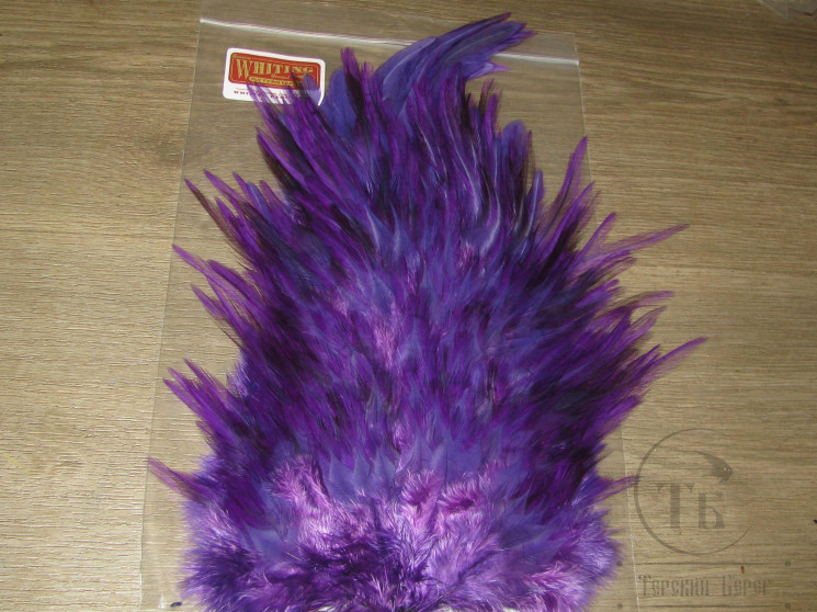Седло петуха с широким пером Whiting Rooster Saddle 4BS Purple