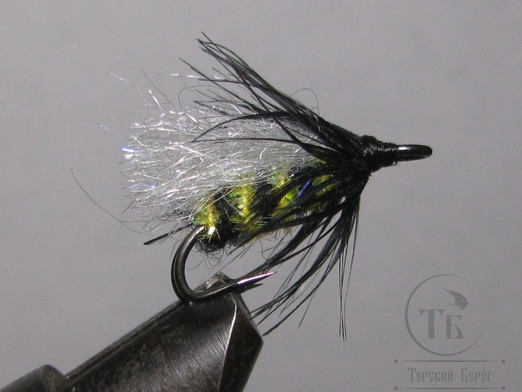Муха оса (29) Yellow  крючок двойник № 14
