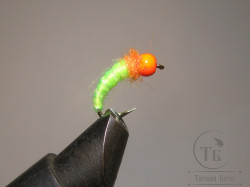 Муха нимфа Scud ( 29 ) Fl Orange Head Chartreuse nymph крючок scud № 12