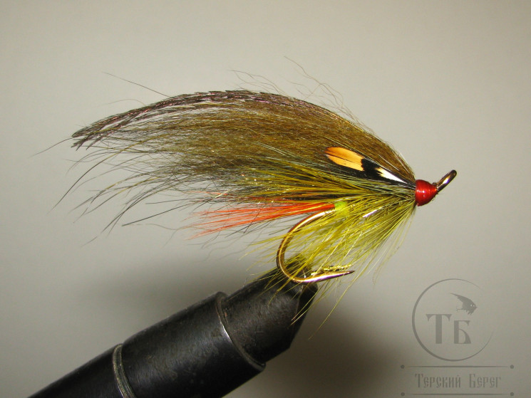 Муха лососевая на золотом двойнике ( 2 ) Topol Cl Mustad DL Gold № 4