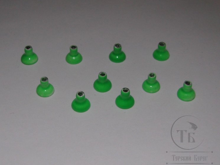 Конус - Трубка для лососёвых мух в стиле Nobody ( без тела ) MD Diam. 6,5 mm. Brass Fl. Green Chart. 10 шт. 
