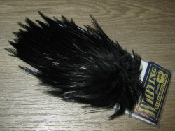 Перья петуха  на коже ( Whiting American Rooster Streamer Black ) черные