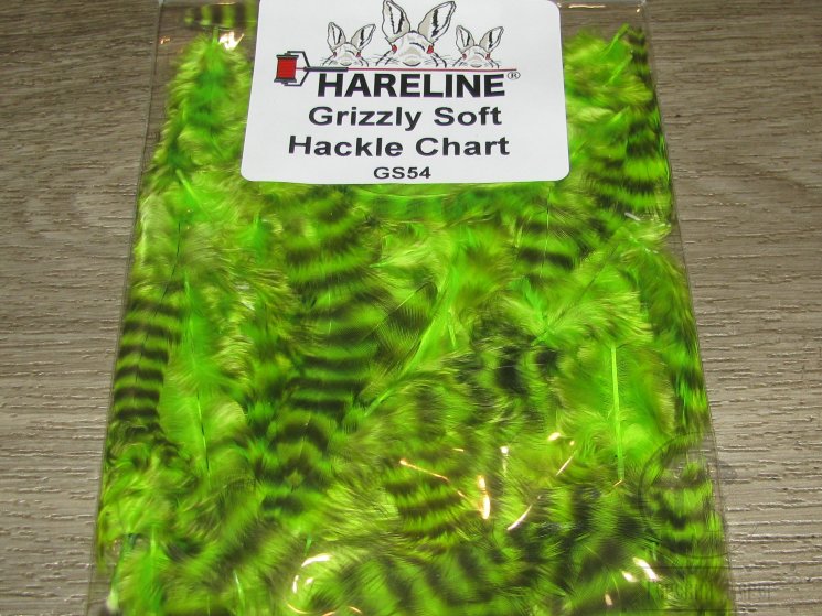 Перо курицы и петуха отдельное Soft Hackle Grizzly Chartreuse Hareline