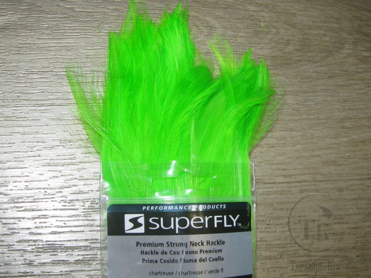 Перо скальпа петуха Premium Strong Neck Hackle Chartreuse Super Fly