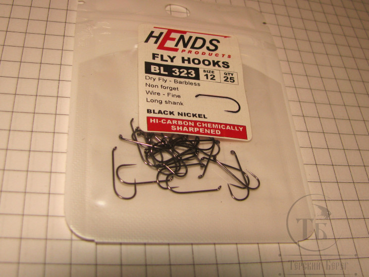 Крючок безбородый  Hends BL 323 Dry-Nymph №12 ( 25 шт )