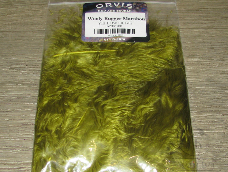 Мягкие пуховые перья Marabou Woоly Bugger Yellow Olive Orvis
