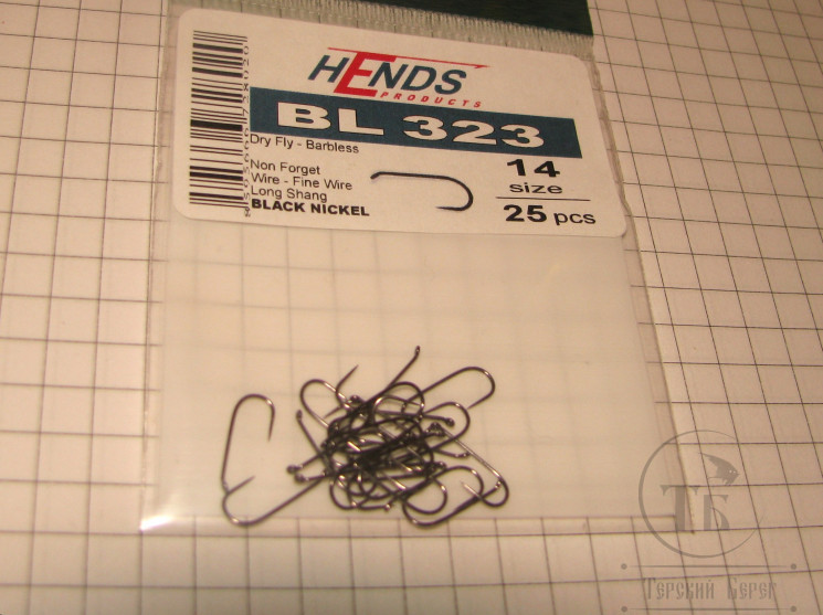Крючок безбородый  Hends BL 323 Dry-Nymph №14 ( 25 шт )