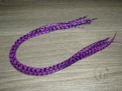 Перо из седла петуха отборное ( 1 шт ) Гризли ярко сиреневый / Grizzly Bright Lilac 32-36 см
